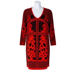 Venus Red & Black Graphic Knit Tunic Sweater Dress Size 2X
